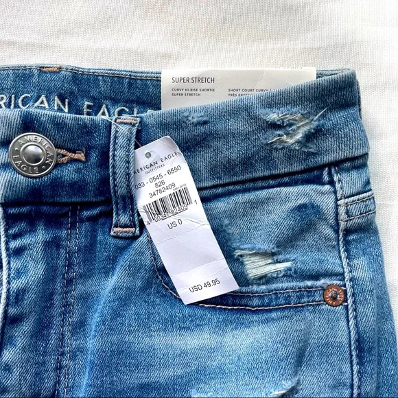 🦅 NWT American Eagle Curvy Hi-Rise Super-Stretch Shortie | Size 0/25W 🦅 - Picture 6 of 6